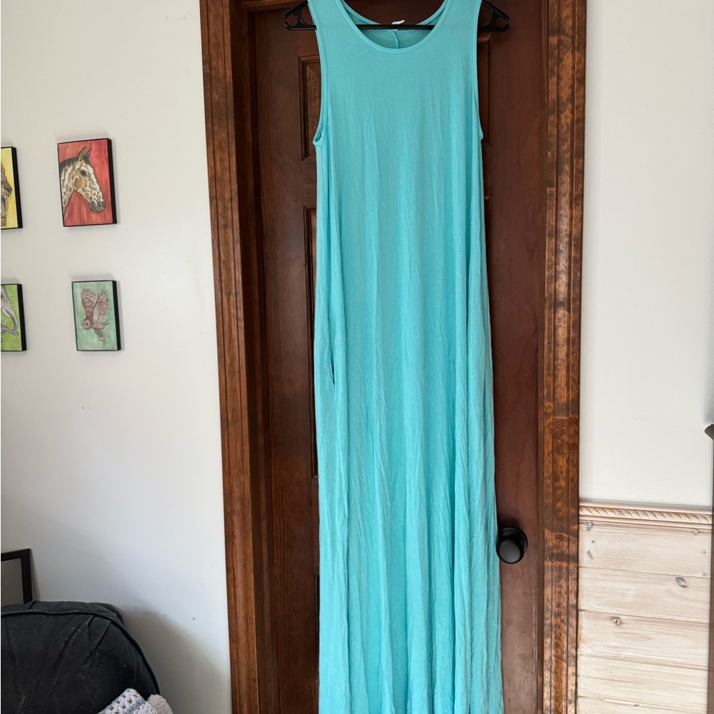 Pinkblush Turquoise Sleeveless Maxi Dress